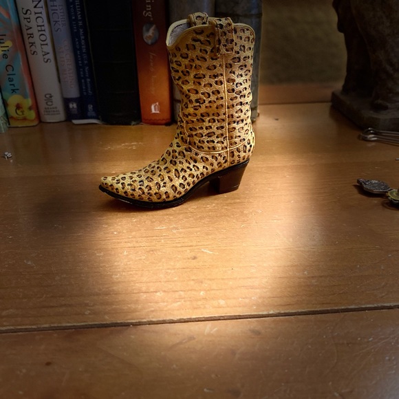 Collectible Popular Imports Nostalgia Leopard Print Cowboy Miniature Boot - Picture 3 of 4